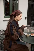 MARKBERG KyotoMBG stripe brown w/black scarf