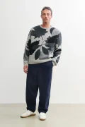 ROTHOLZ Leaf leaf grey knit sweatshirt