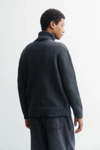 ROTHOLZ Turtleneck warm anthracite knit sweatshirt
