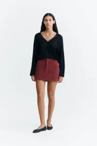 THINKING MU Kimmy mahogany skirt