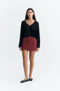 THINKING MU Kimmy mahogany skirt