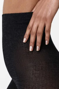 SWEDISH STOCKINGS Diana black melange rib wool tights