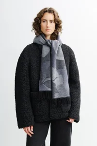 ROTHOLZ Woven grey leaves scarf