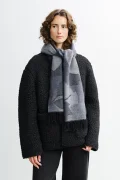 ROTHOLZ Woven grey leaves scarf