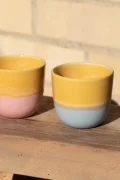 ATELIER AGAVE Gelb Hellblau Cappuccino Tasse